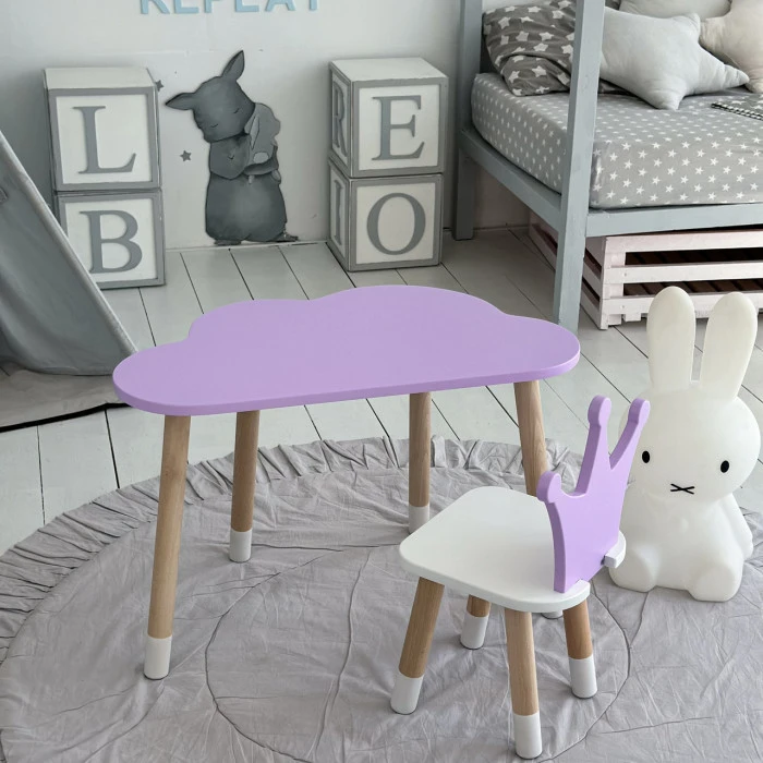 Дитячий столик хмарка 46х70х40, трюмо для дівчаток до 7 років, фіолетовий
