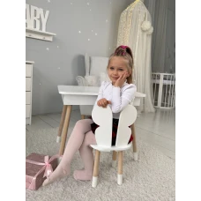 Столик з відкидним верхом 53х60х45 і стільчик метелик 26.5х26х25, стіл та стілець для злопчика від 1 року, білий