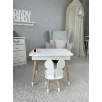 Столик с откидным верхом 53х60х45 и стульчик бабочка 26.5х26х25, стол и стул для мальчика от 1 года, белый