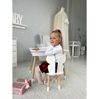 Столик с откидным верхом 53х60х45 и стульчик бабочка 26.5х26х25, стол и стул для мальчика от 1 года, белый