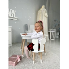 Столик з відкидним верхом 53х60х45 і стільчик метелик 26.5х26х25, стіл та стілець для злопчика від 1 року, білий
