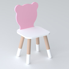 Детский стульчик мишка 26.5х26х25см, стул для ребенка, белый с розовым