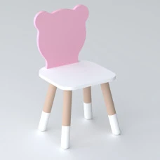 Дитячий стільчик ведмедик 26.5х26х25см, стілець для дитини, білий з рожевим