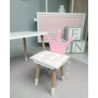 Подушка мягкая для детского стульчика 23х28, розовая с короной.