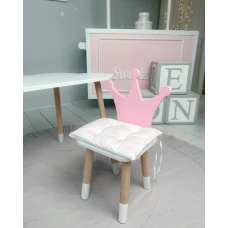 Подушка м'яка для дитячого стільчика 23х28, рожева з короною