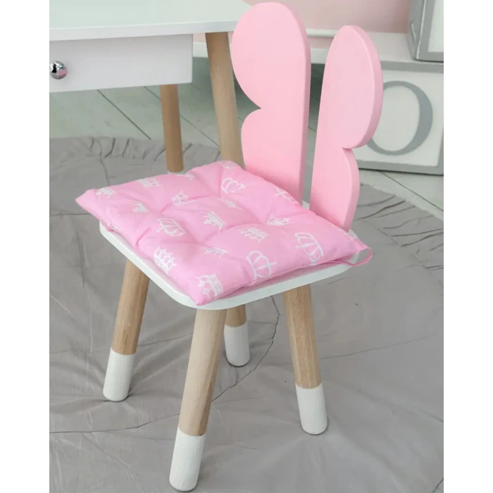 Подушка м'яка для дитячого стільчика 23х28, рожева з короною
