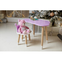 Стол облако 46х70х40 и стульчик коронка 26.5х26х25, детский столик и стул для рисования/занятий, фиолетовый с белым