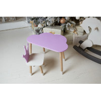Стол облако 46х70х40 и стульчик коронка 26.5х26х25, детский столик и стул для рисования/занятий, фиолетовый с белым