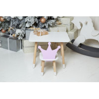 Дитячий стіл 46х60х45 і стілець корона 26.5х26х25, столик та стільчик для дівчачої кімнати, фіолетовий з білим