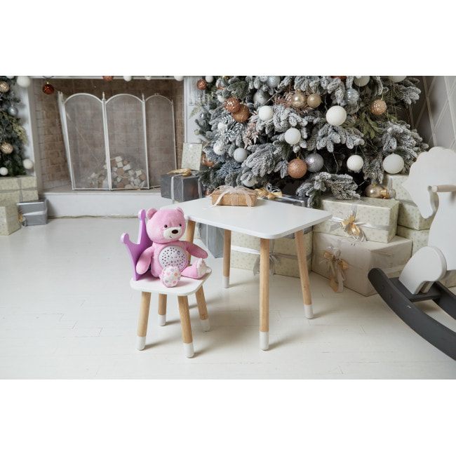 Детский стол 46х60х45 и стул корона 26.5х26х25, столик и стульчик для девичьей комнаты, фиолетовый с белым