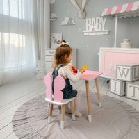 Стол прямой 46х60х45 и стул крылышка бабочка 26.5х26х25, столик и стульчик для девочки, розовый с белым
