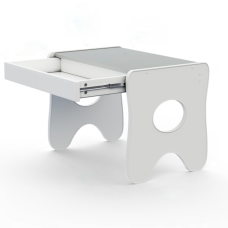 Удобный столик в детскую комнату 70×45×51, детский игровой стол с ящиком, белый с серым