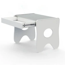 Зручний столик у дитячу кімнату 70×45×51, дитячий ігральний стіл із ящиком, білий з сірим