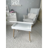 Столик с откидывающимся верхом 53х60х45 и стульчик корона 26.5х26х25, стол и стул для детей от 1 года, белый с розовым