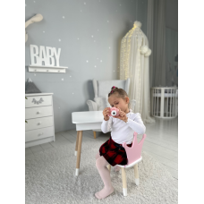 Столик с откидывающимся верхом 53х60х45 и стульчик корона 26.5х26х25, стол и стул для детей от 1 года, белый с розовым