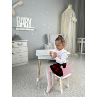 Столик с откидывающимся верхом 53х60х45 и стульчик корона 26.5х26х25, стол и стул для детей от 1 года, белый с розовым