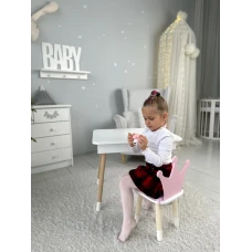 Столик з відкидним верхом 53х60х45 і стільчик корона 26.5х26х25, стіл та стілець для дітей від 1 року, білий з рожевим