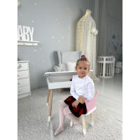Столик с откидывающимся верхом 53х60х45 и стульчик корона 26.5х26х25, стол и стул для детей от 1 года, белый с розовым