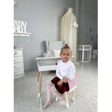 Столик з відкидним верхом 53х60х45 і стільчик корона 26.5х26х25, стіл та стілець для дітей від 1 року, білий з рожевим