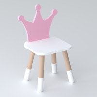 Детский стульчик "корона" из дерева 26.5х26х25см, стул для девочки, белый с розовым.