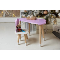 Стол облако 46х70х40 и стульчик бабочка 26.5х26х25, детский столик и стул для рисования/занятий, фиолетовый с белым