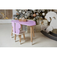 Стол облако 46х70х40 и стульчик бабочка 26.5х26х25, детский столик и стул для рисования/занятий, фиолетовый с белым