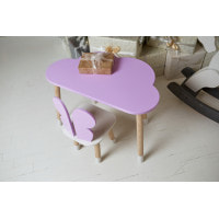 Стол облако 46х70х40 и стульчик бабочка 26.5х26х25, детский столик и стул для рисования/занятий, фиолетовый с белым