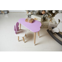Стол облако 46х70х40 и стульчик бабочка 26.5х26х25, детский столик и стул для рисования/занятий, фиолетовый с белым