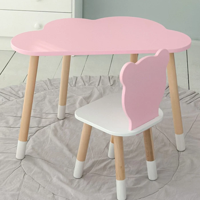 Детский стол облачко 46х70х40, столик трюмо для девочек, розовый