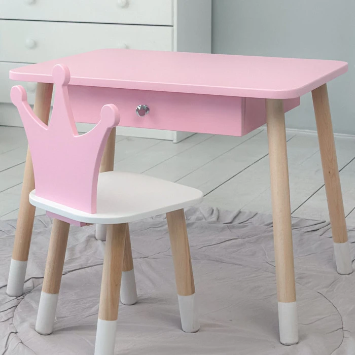 Дитячий дерев'яний стільчик принцеса 26.5х26х25см, стілець для дитини, білий