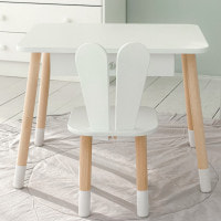 Стол прямоугольный с ящиком 46х60х45 и стул ушка кролика 26.5х26х25, столик и стульчик в детский, белый