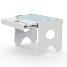 Удобный столик в детскую комнату 70×45×51, детский игровой стол с ящиком, белый с голубым