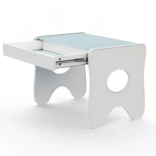 Зручний столик у дитячу кімнату 70×45×51, дитячий ігральний стіл із ящиком, білий з блакитним