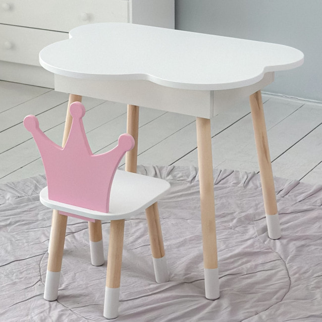 Детский деревянный стульчик принцесса 26.5х26х25см, стул для ребенка, белый