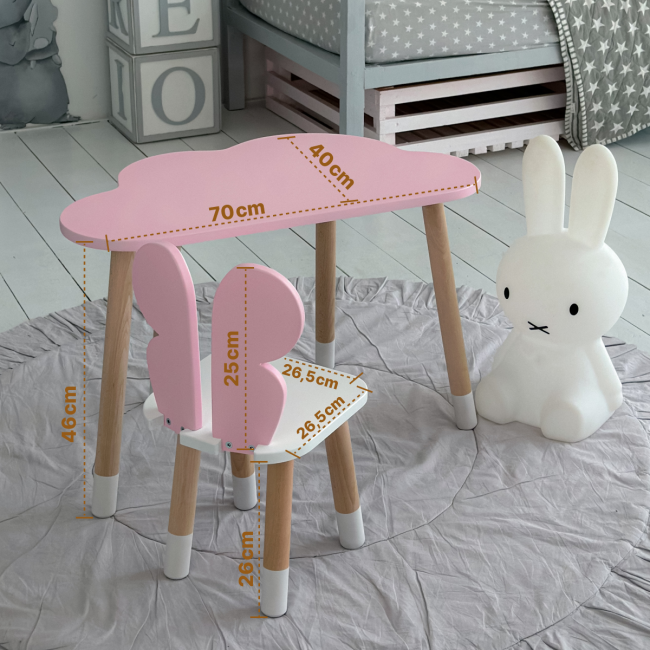 Детский стол облачко 46х70х40, столик трюмо для девочек, розовый