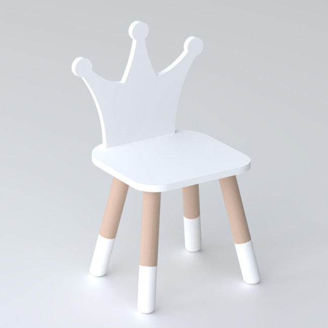 Детский деревянный стульчик принцесса 26.5х26х25см, стул для ребенка, белый