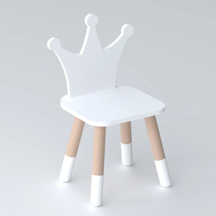 Дитячий дерев'яний стільчик принцеса 26.5х26х25см, стілець для дитини, білий