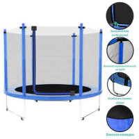 Батут Atleto 152 см з сіткою синій