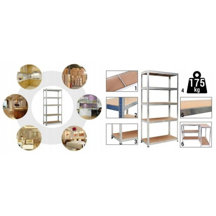 Стелаж металевий 180х90х40см Siker GoodTool G9040 5 полиць