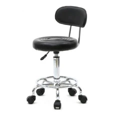 Кресло табурет на колесах со спинкой круглое Bonro B-494 черное