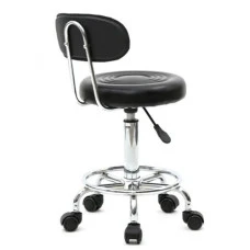 Кресло табурет на колесах со спинкой круглое Bonro B-494 черное