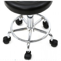 Кресло табурет на колесах со спинкой круглое Bonro B-494 черное