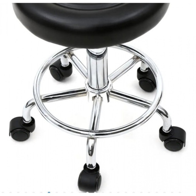 Кресло табурет на колесах со спинкой круглое Bonro B-494 черное