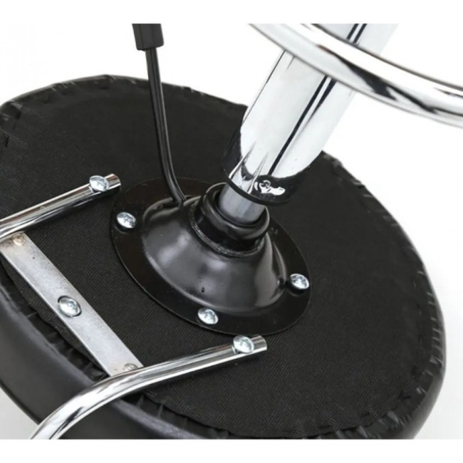 Кресло табурет на колесах со спинкой круглое Bonro B-494 черное