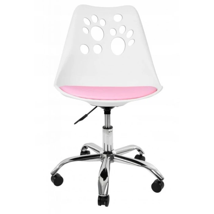Крісло офісне, комп'ютерне Bonro B-881 біле з рожевим сидінням