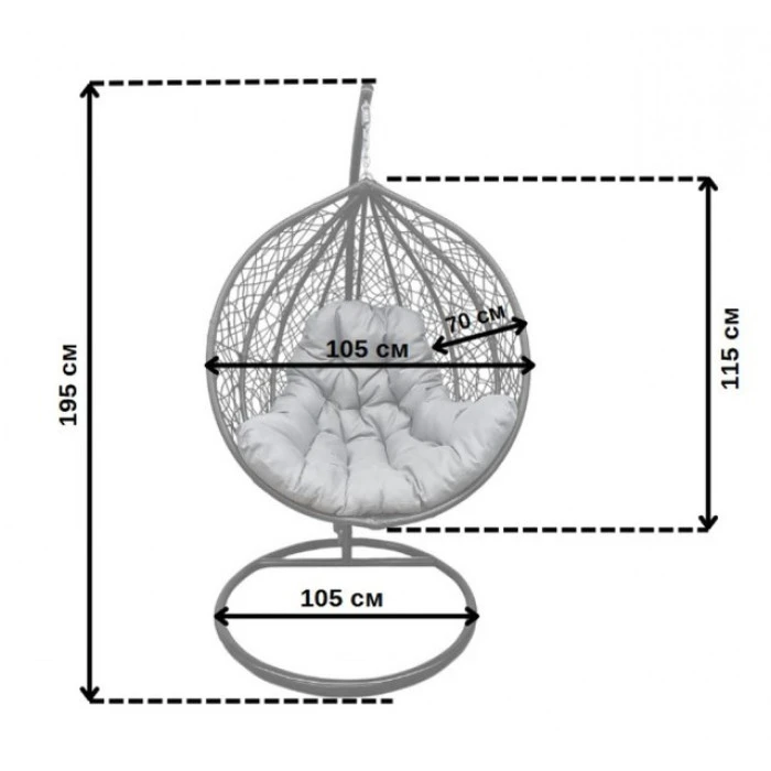 Підвісне крісло-гойдалка кокон Bonro 329 L (чорно-сіре)