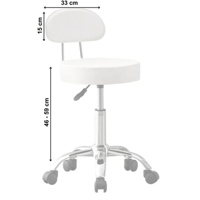 Кресло табурет на колесах со спинкой круглое Bonro B-491 белое