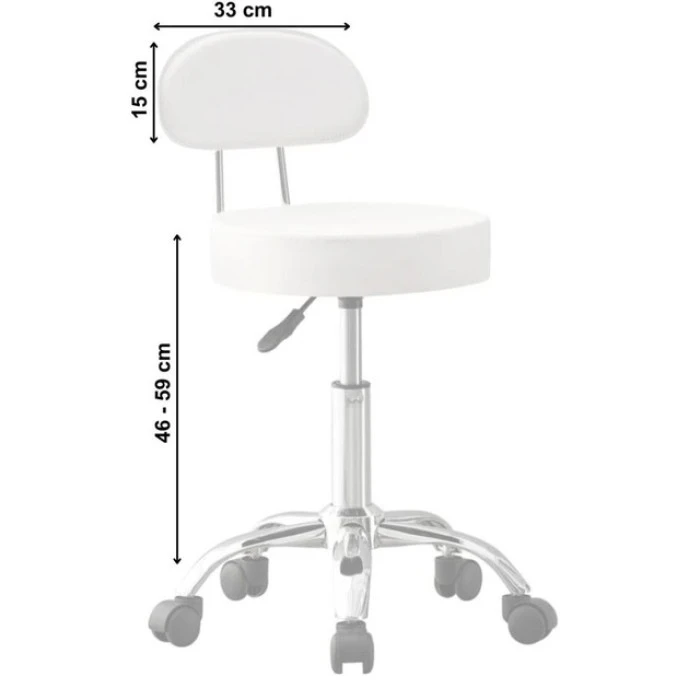 Крісло табурет на колесах зі спинкою кругле Bonro B-491 біле