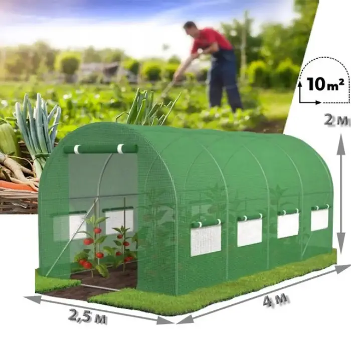 Теплица садовая парник для огорода с окнами 10 м2