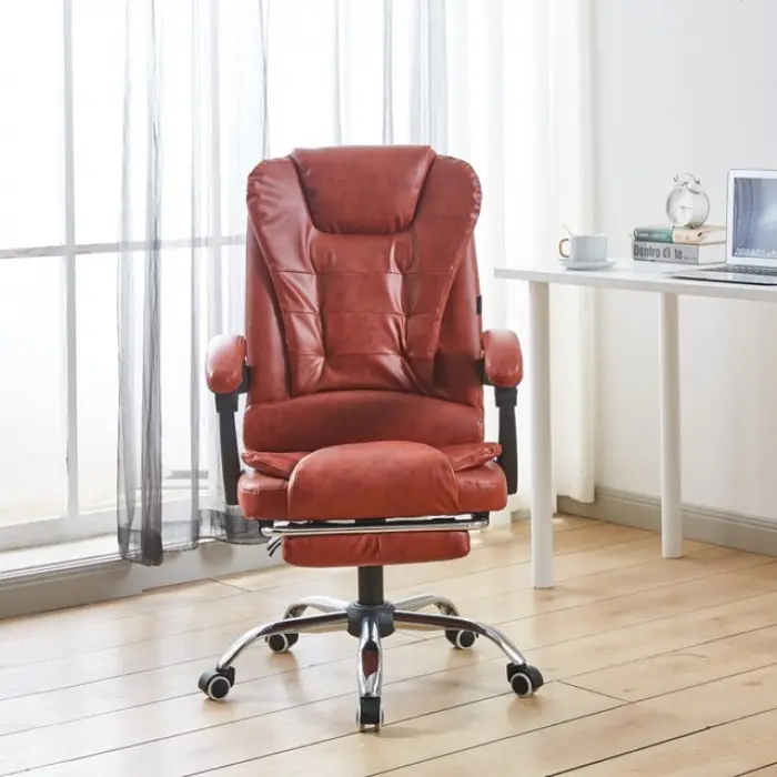 Крісло офісне на колесах Bonro BN-6071 темно-коричневий з підставкою для ніг